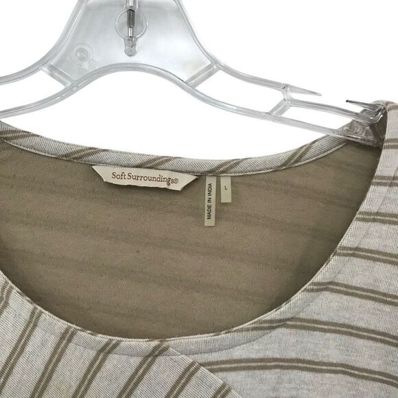 Soft Surroundings Asymmetrical Hem Long Sleeve Striped Blouse Sz Large Lagenlook - Picture 3 of 4